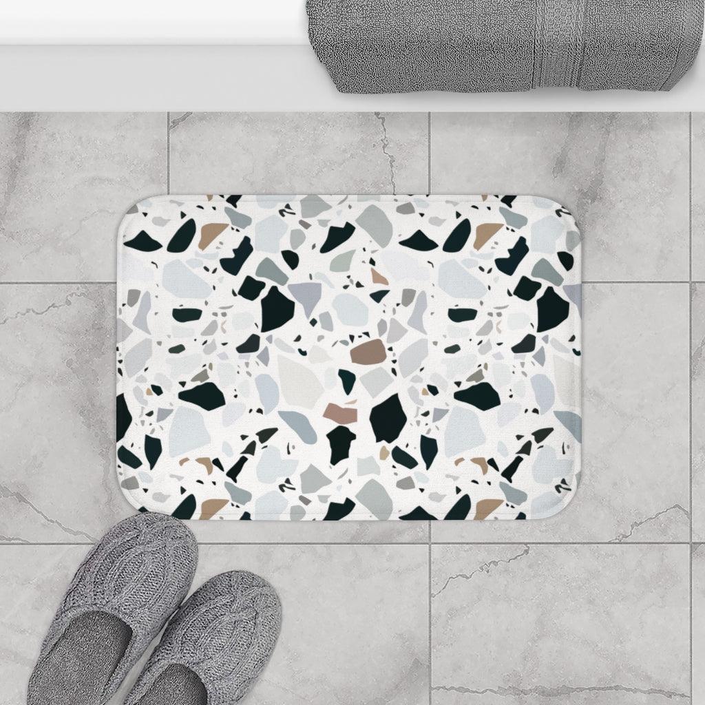 Terrazzo Print Modern Minimalist Bath Mat | lovevisionkarma.com