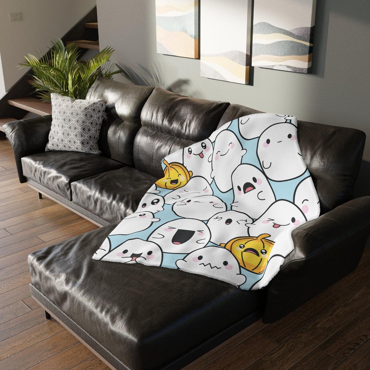 Kawaii Ghosts & Pumpkins Halloween Minky Blanket (Two-sided print) | lovevisionkarma.com