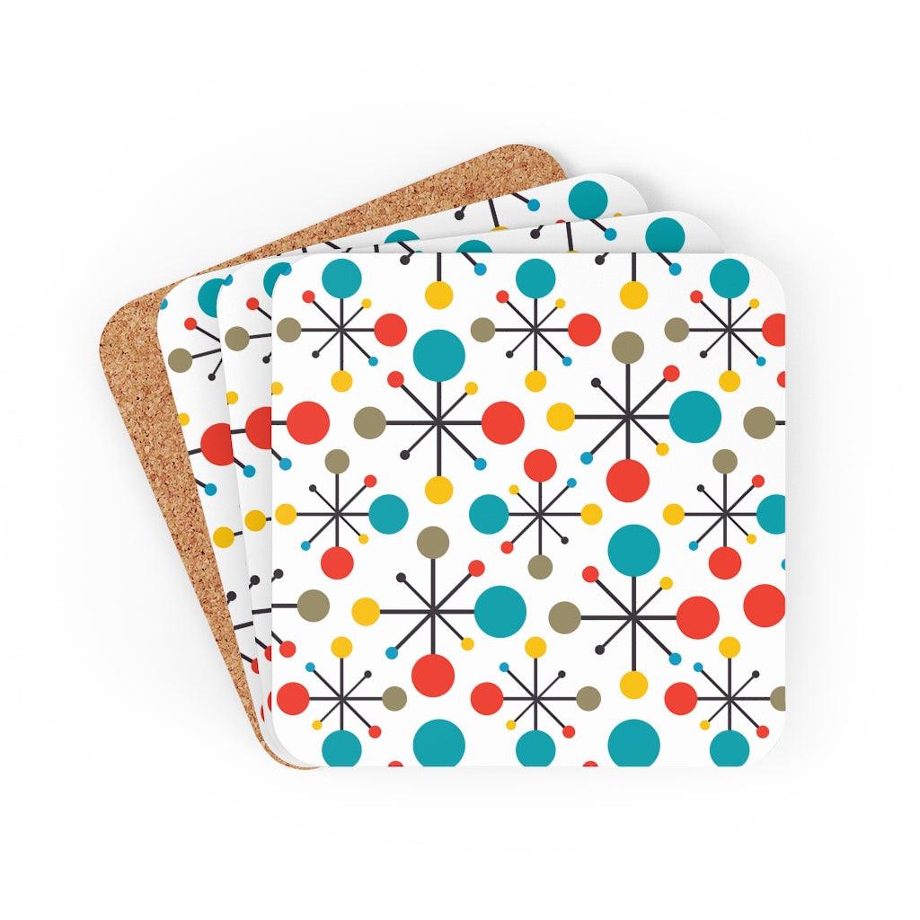 Retro 50s Atomic Starburst Colorful Mid Century Coaster Set | lovevisionkarma.com