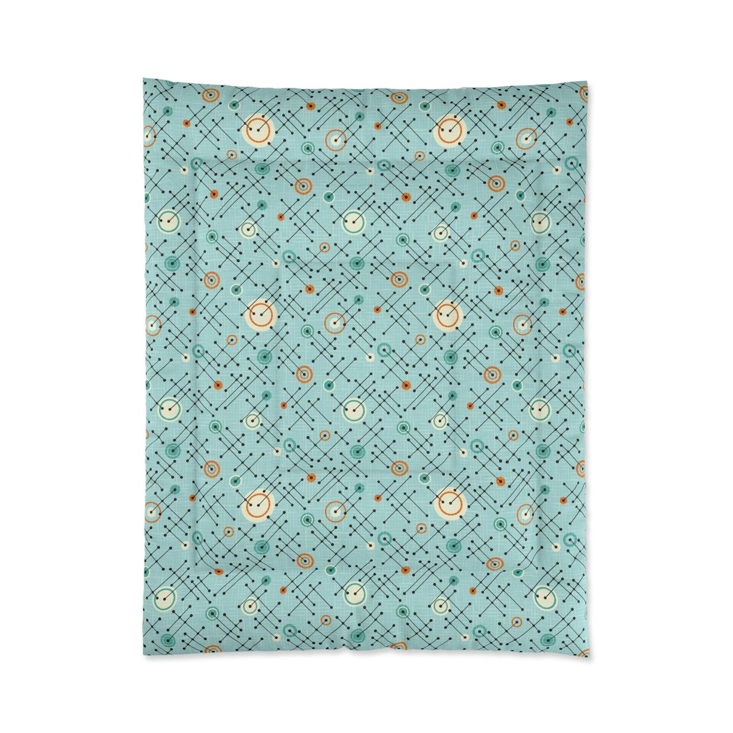 Retro 50s Lines Eames Inspired MCM Blue Comforter | lovevisionkarma.com