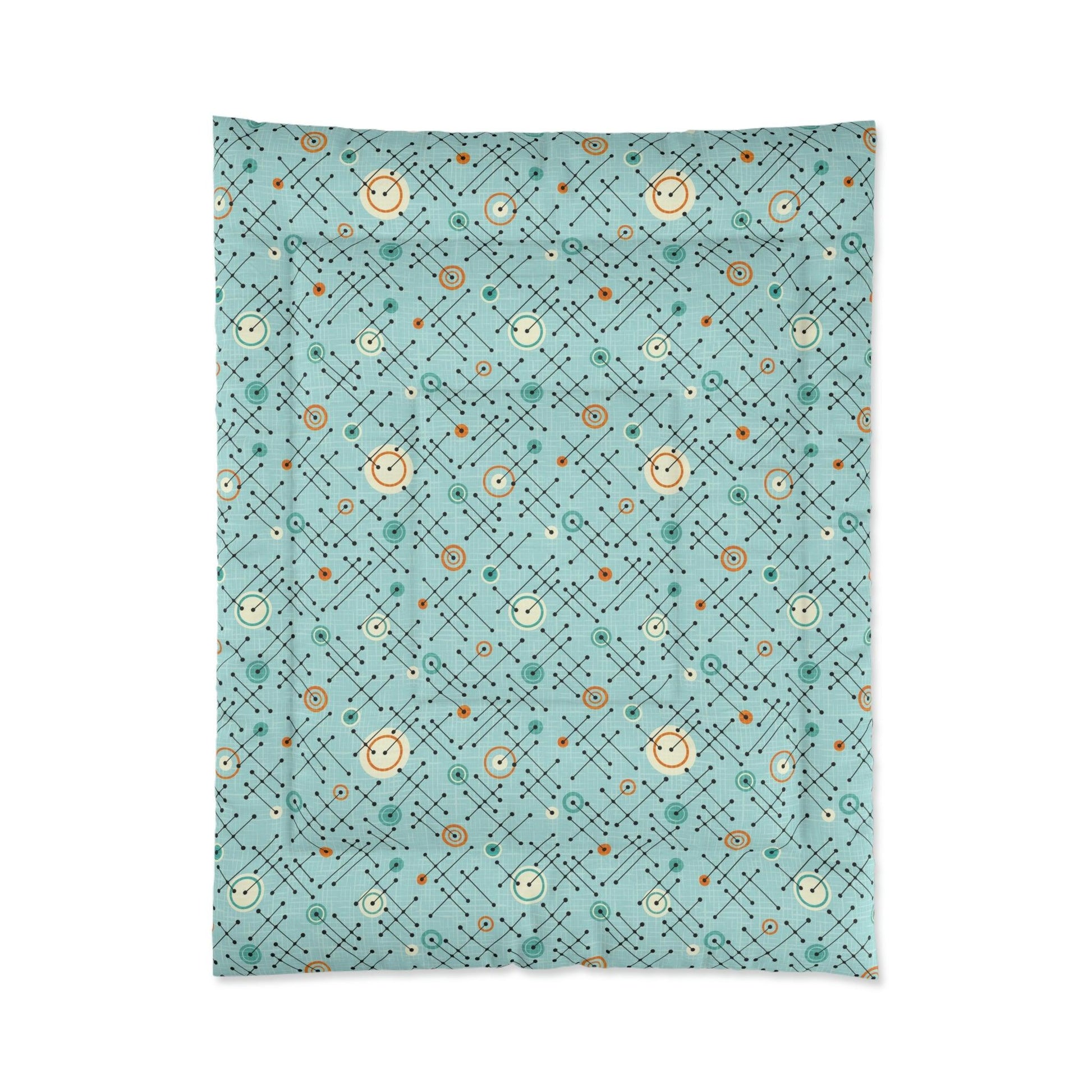 Retro 50s Lines Eames Inspired MCM Blue Comforter | lovevisionkarma.com