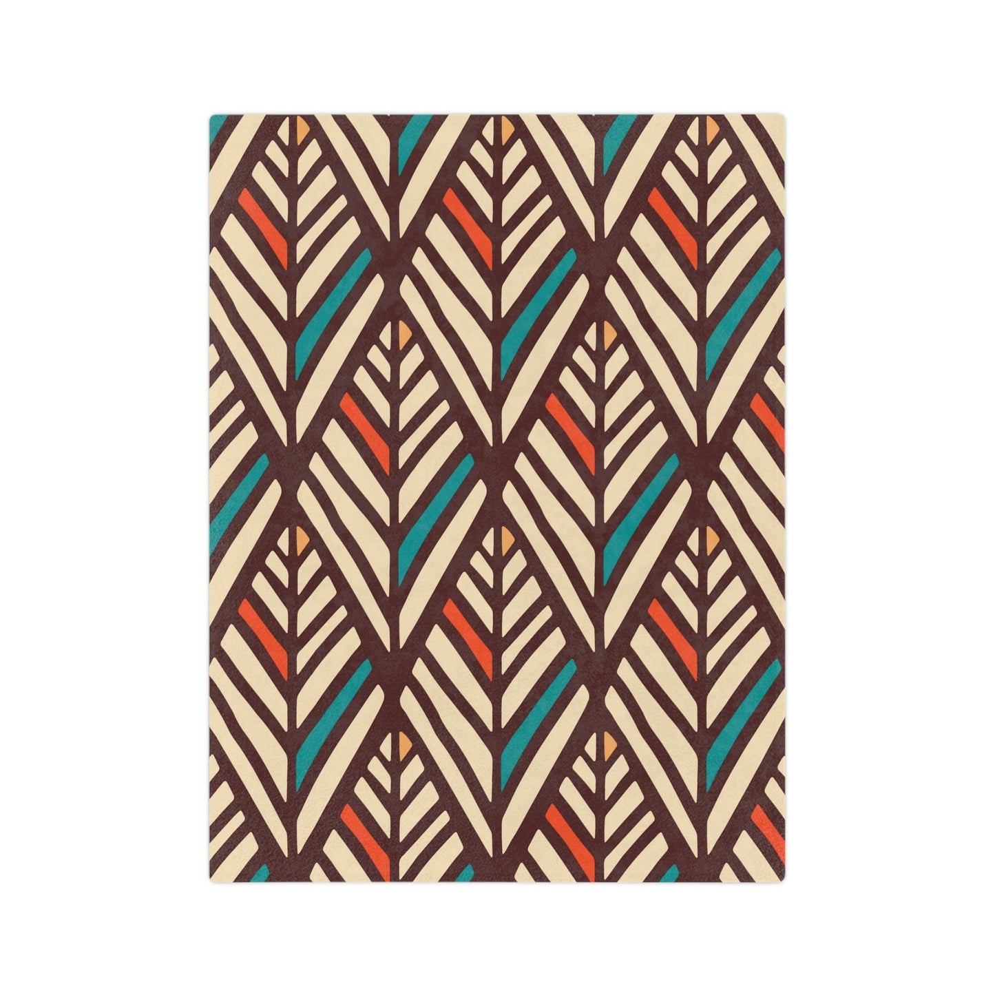 Retro Mid Century Boho Feather Multicolor Velveteen Minky Blanket | lovevisionkarma.com