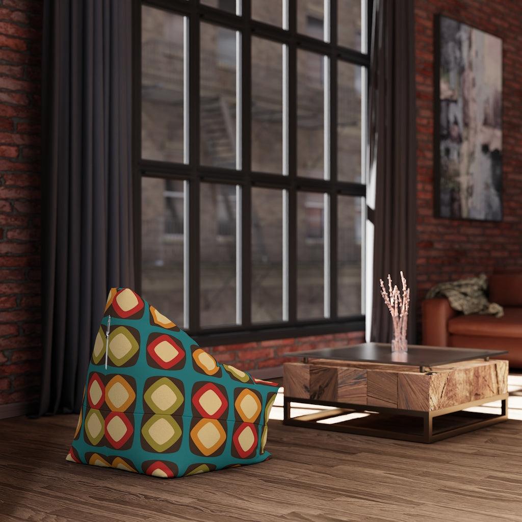 Retro Mod Squares Multicolor MCM Bean Bag Chair COVER | lovevisionkarma.com