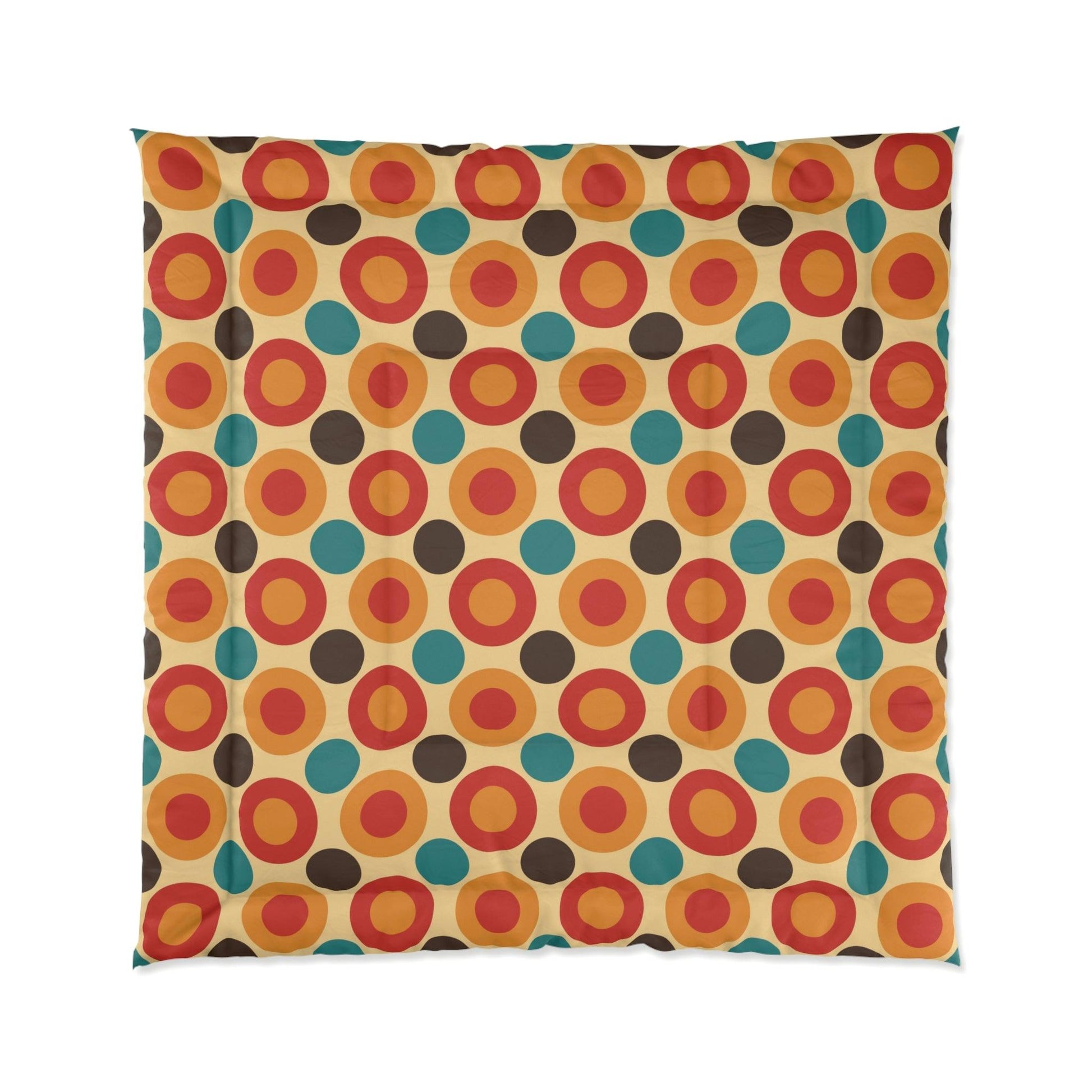 Retro 60s 70s Mod Circles Mid Century Multicolor Comforter | lovevisionkarma.com