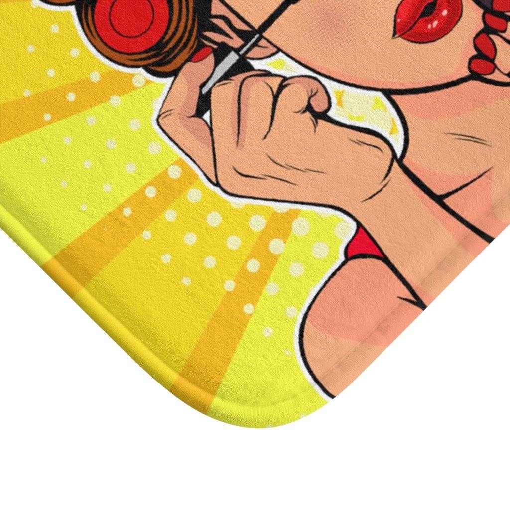 "Better Late" Comic Pop Art Funny Bath Mat | lovevisionkarma.com