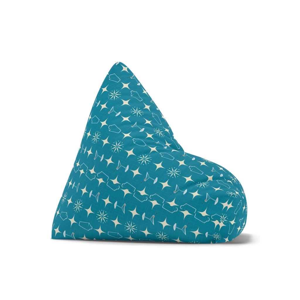 Retro Atomic Burst, Martinis & Shakers MCM Blue Bean Bag Chair COVER | lovevisionkarma.com