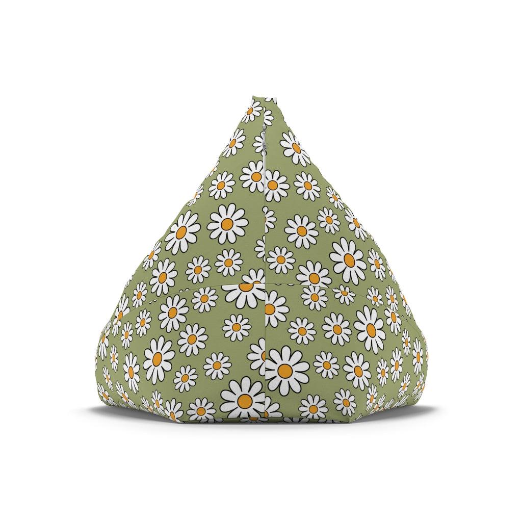 Boho Daisy Sage Green MCM Bean Bag Chair COVER | lovevisionkarma.com