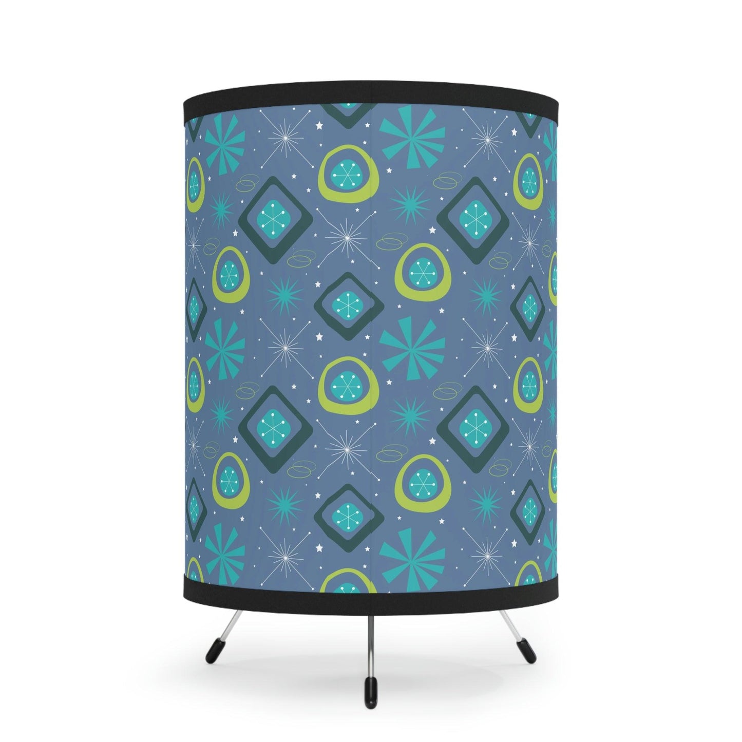 Retro 50s Space Age, Starburst Mid Century Mod Blue & Green Tripod Accent Lamp | lovevisionkarma.com