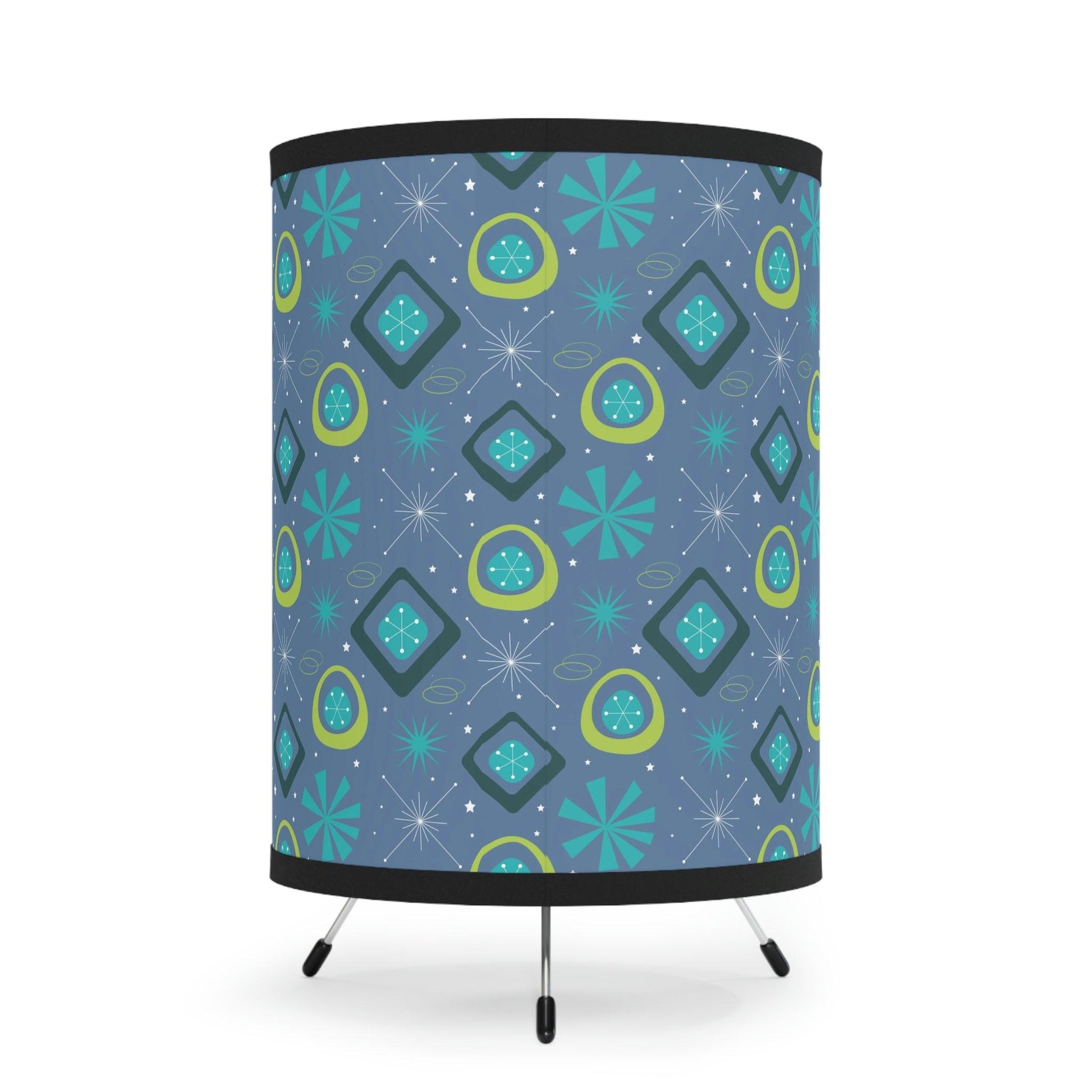 Retro 50s Space Age, Starburst Mid Century Mod Blue & Green Tripod Accent Lamp | lovevisionkarma.com