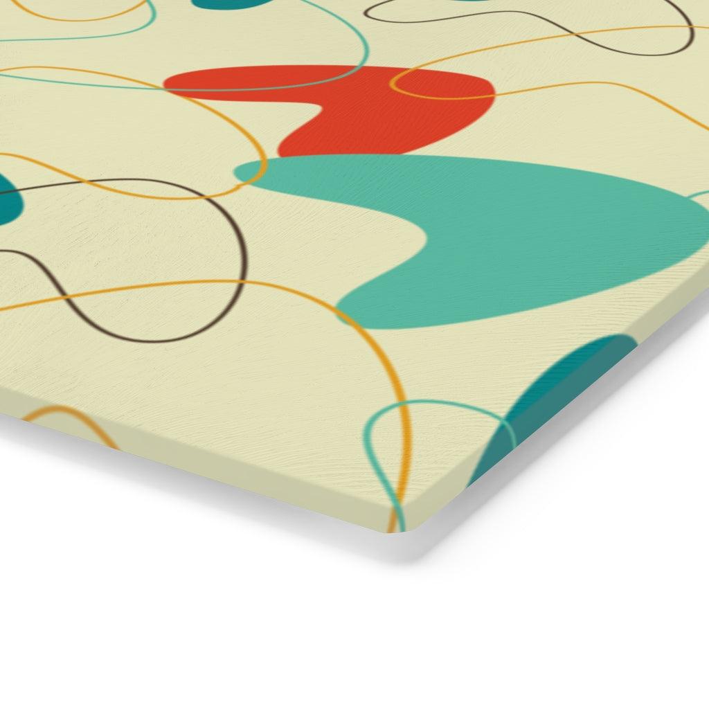 Mid Century Atomic Boomerang Blue/Cream Glass Cutting Board | lovevisionkarma.com