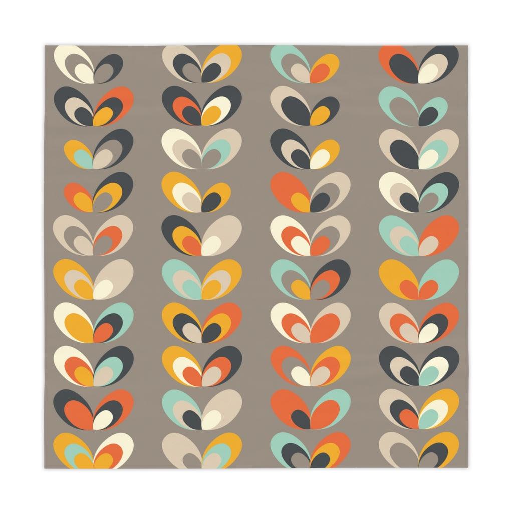 Retro Scandi Leaves MCM Danish Gray Tablecloth | lovevisionkarma.com