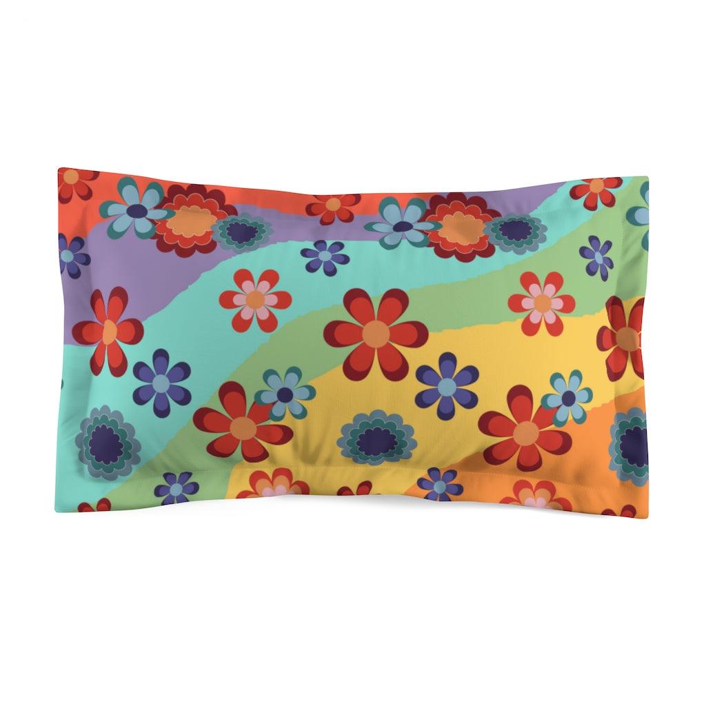 Groovy 60s 70s Flowers Rainbow Hippie MCM Pillow Sham | lovevisionkarma.com