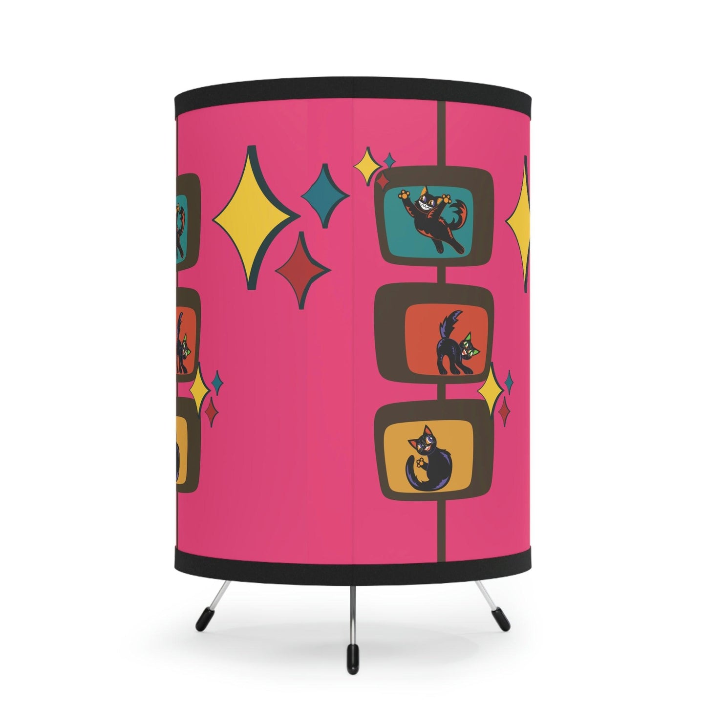 Atomic Retro Cats Kitschy Mid Century Pink Tripod Accent Lamp | lovevisionkarma.com