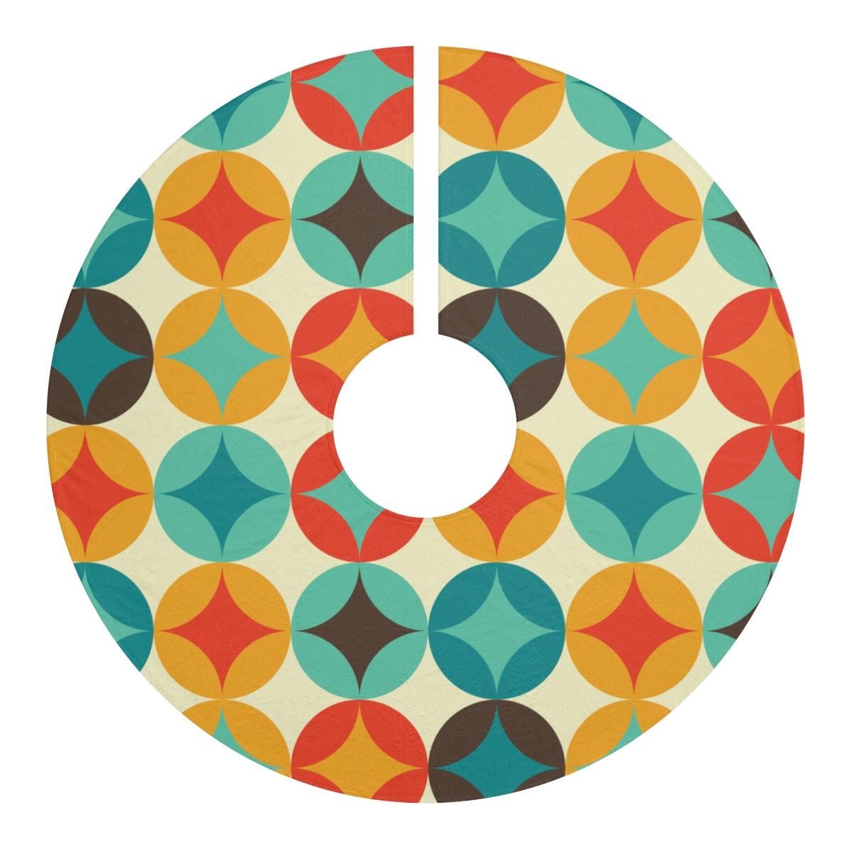 Mid Century Burst Multicolor Christmas Tree Skirt | lovevisionkarma.com