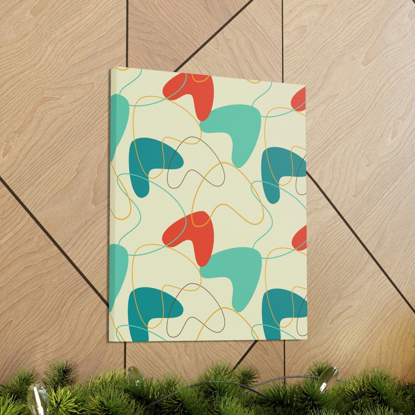 Retro 50s Atomic Boomerang Mid Century Mod, Canvas Gallery Wrap Wall Art | lovevisionkarma.com