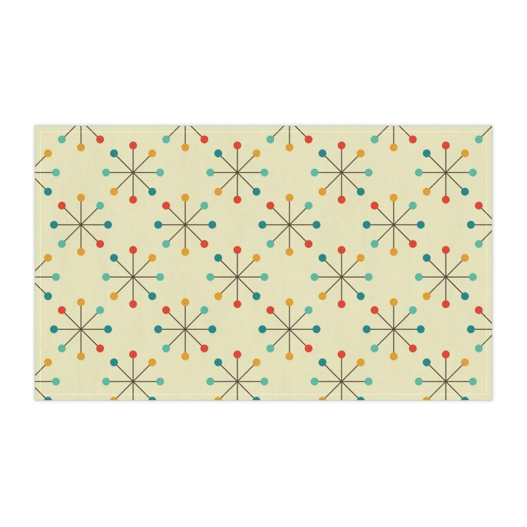 Retro 50's Atomic Starburst Orange, Teal & Cream MCM Kitchen Towel | lovevisionkarma.com