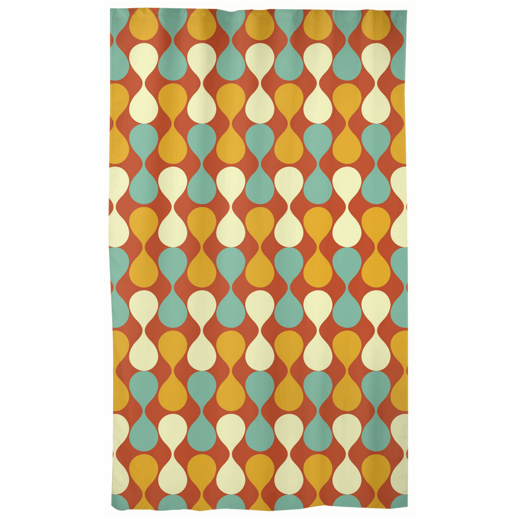 Retro MCM Geometric Mustard, Orange and Blue Curtain Panel | lovevisionkarma.com
