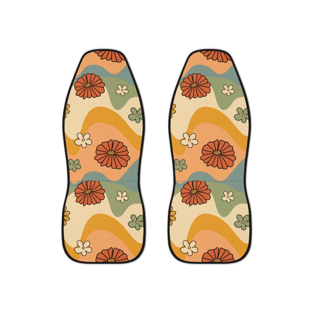 Boho Flowers and Waves Multicolor MCM Car Seat Covers | lovevisionkarma.com