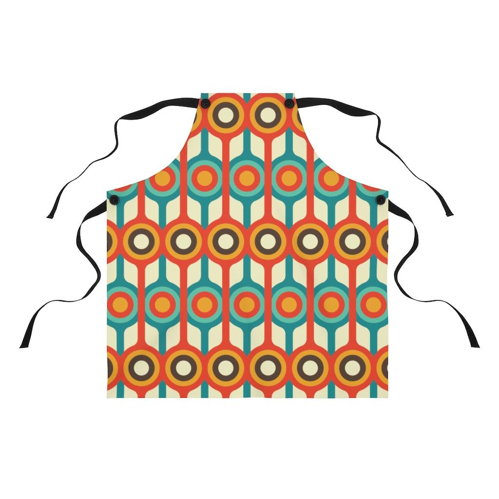 Retro Mid Century Circles & Lines Multicolor Apron | lovevisionkarma.com