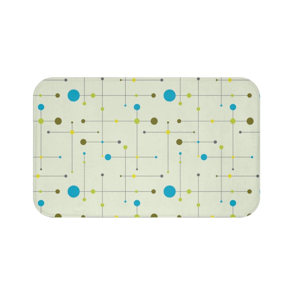 Retro 1950's Mid Century Blue & Green Lines Bath Mat | lovevisionkarma.com