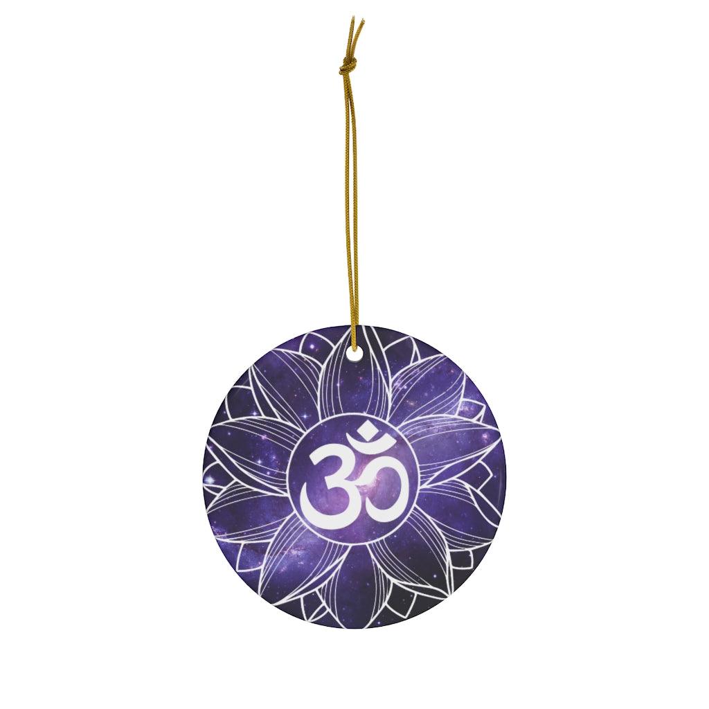 Om Ceramic Ornament, Purple Christmas Tree Ornament, Diwali Home Decor | lovevisionkarma.com