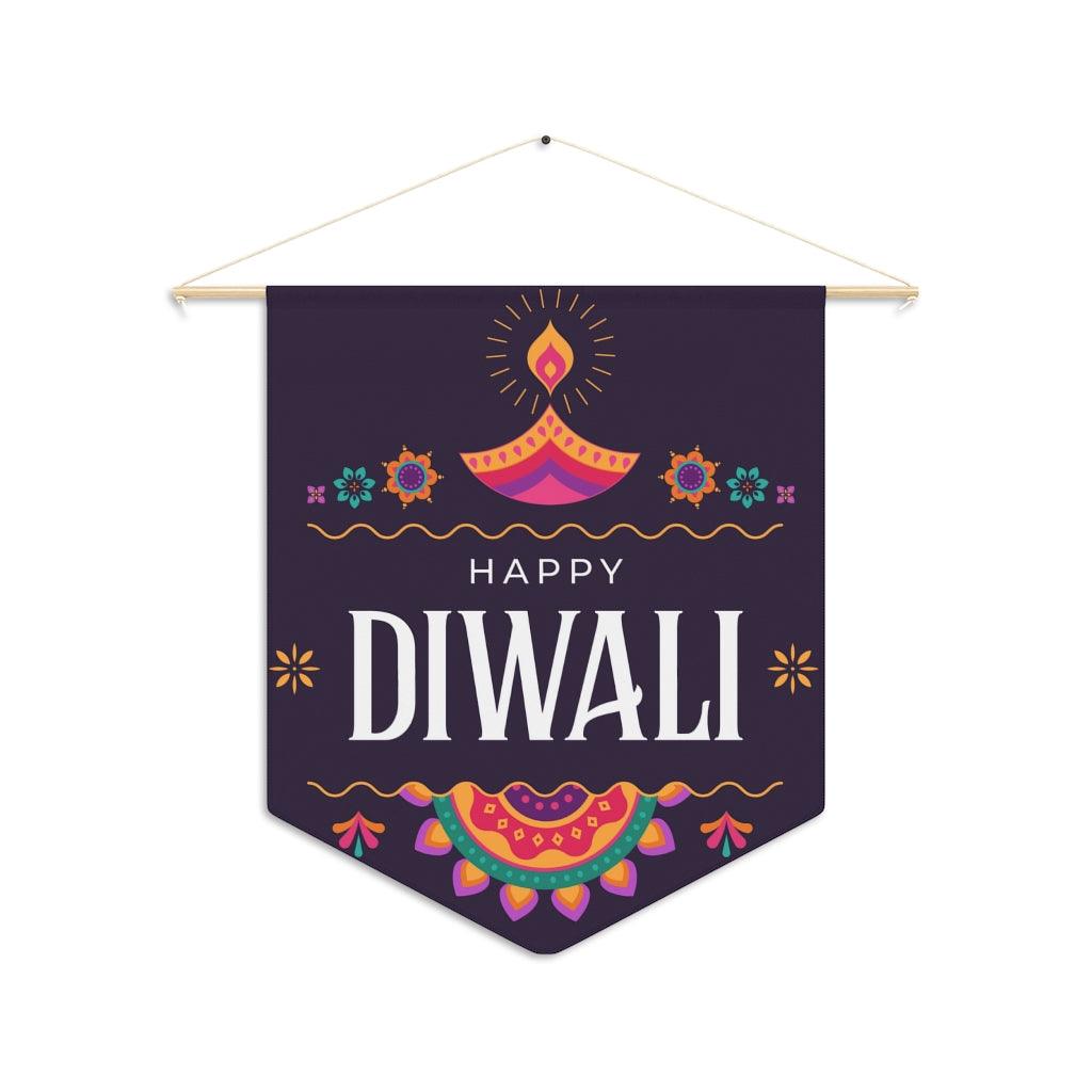 Happy Diwali Deep Purple-Blue Wall Pennant, Deepawali Decor | lovevisionkarma.com