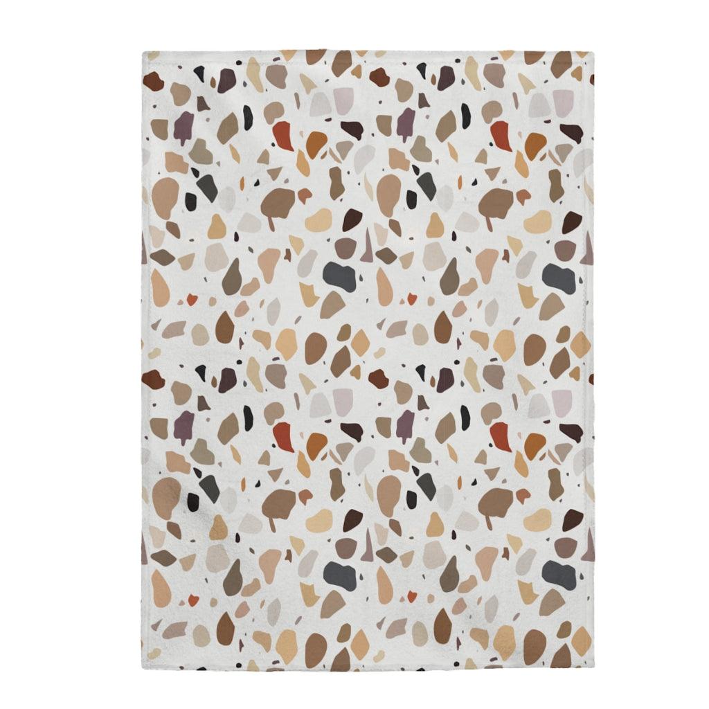 Terrazzo Print Brown Modern Minimalist Velveteen Lightweight Blanket | lovevisionkarma.com