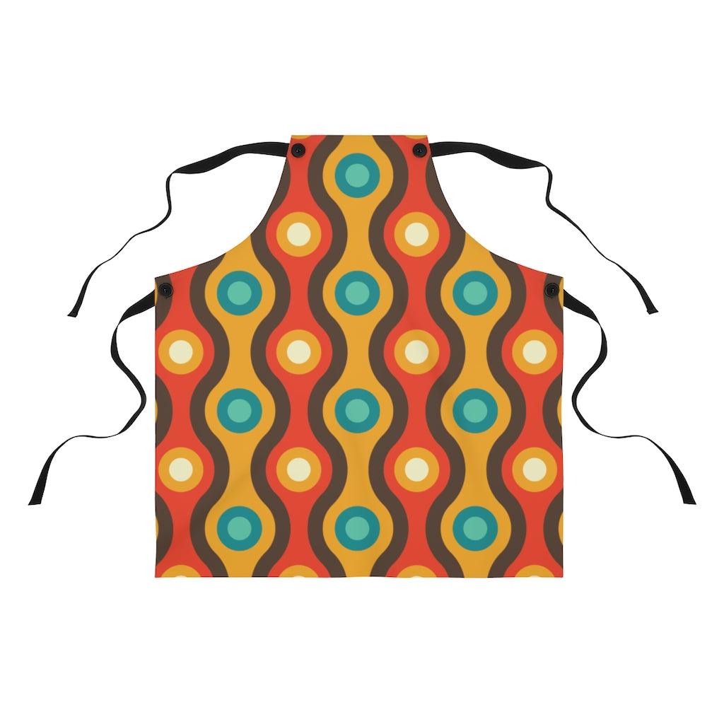 Retro Mid Century Circles & Wavy Lines Multicolor Apron | lovevisionkarma.com