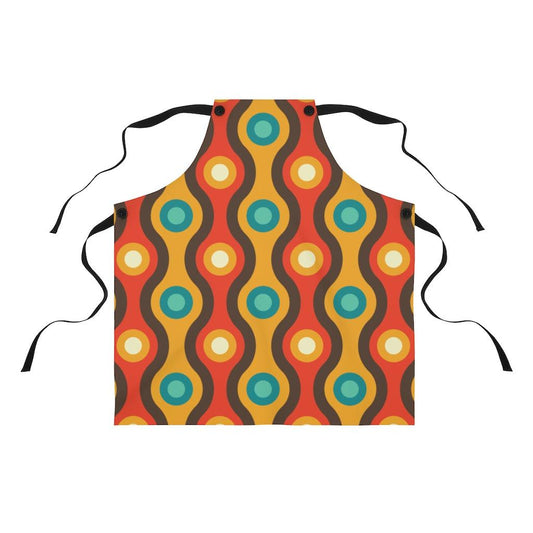 Retro Mid Century Circles & Wavy Lines Multicolor Apron | lovevisionkarma.com