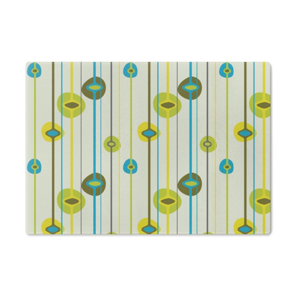 Retro Mid Century Mod Green & Blue Glass Cutting Board | lovevisionkarma.com