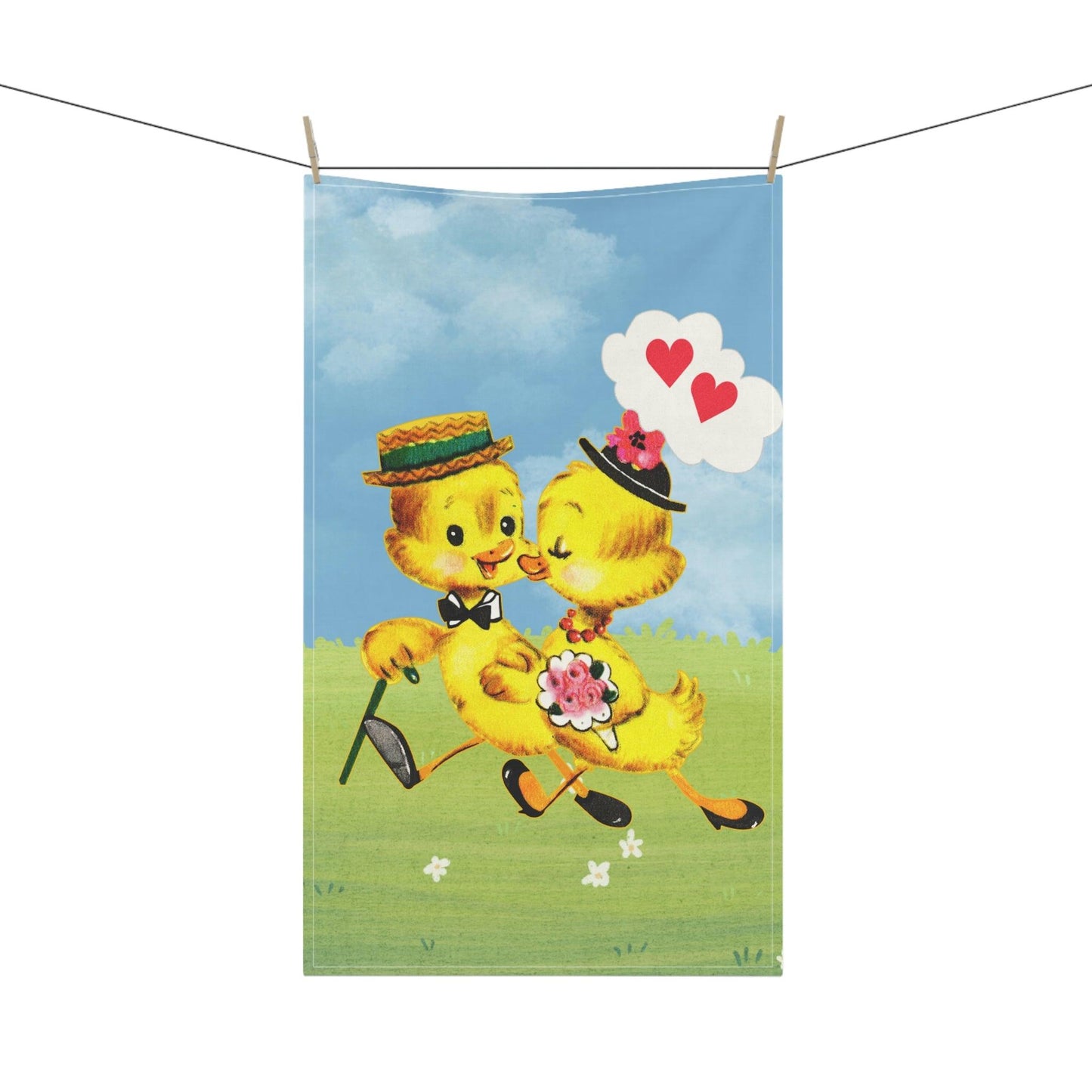 Vintage Easter Chicks Spring MCM Kitsch Kitchen Tea Towel | lovevisionkarma.com