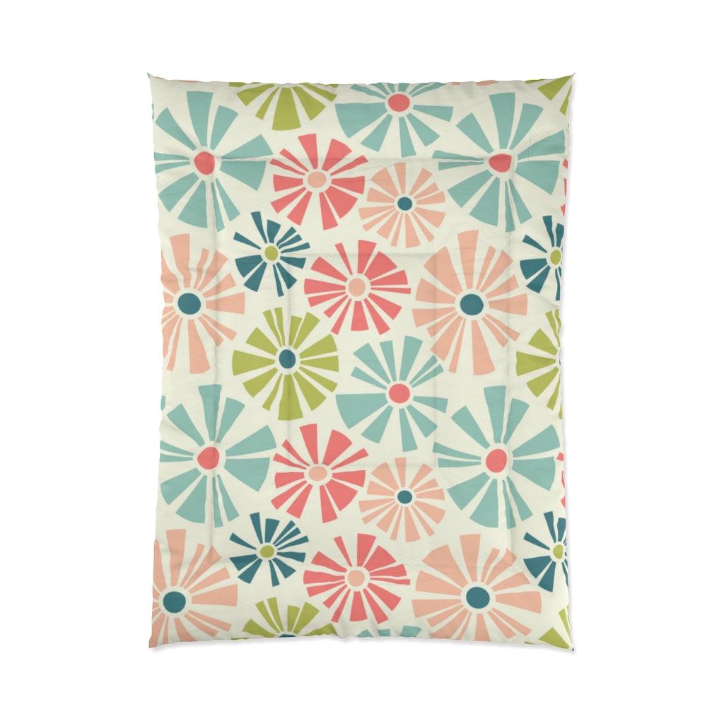 Retro Mod Flowers Boho MCM Multicolor Comforter | lovevisionkarma.com