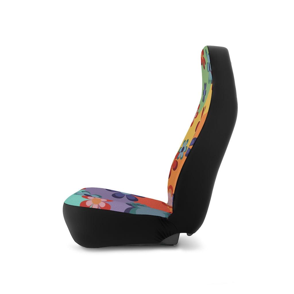 Cute and Groovy Hippie Flowers Rainbow Car Seat Covers | lovevisionkarma.com