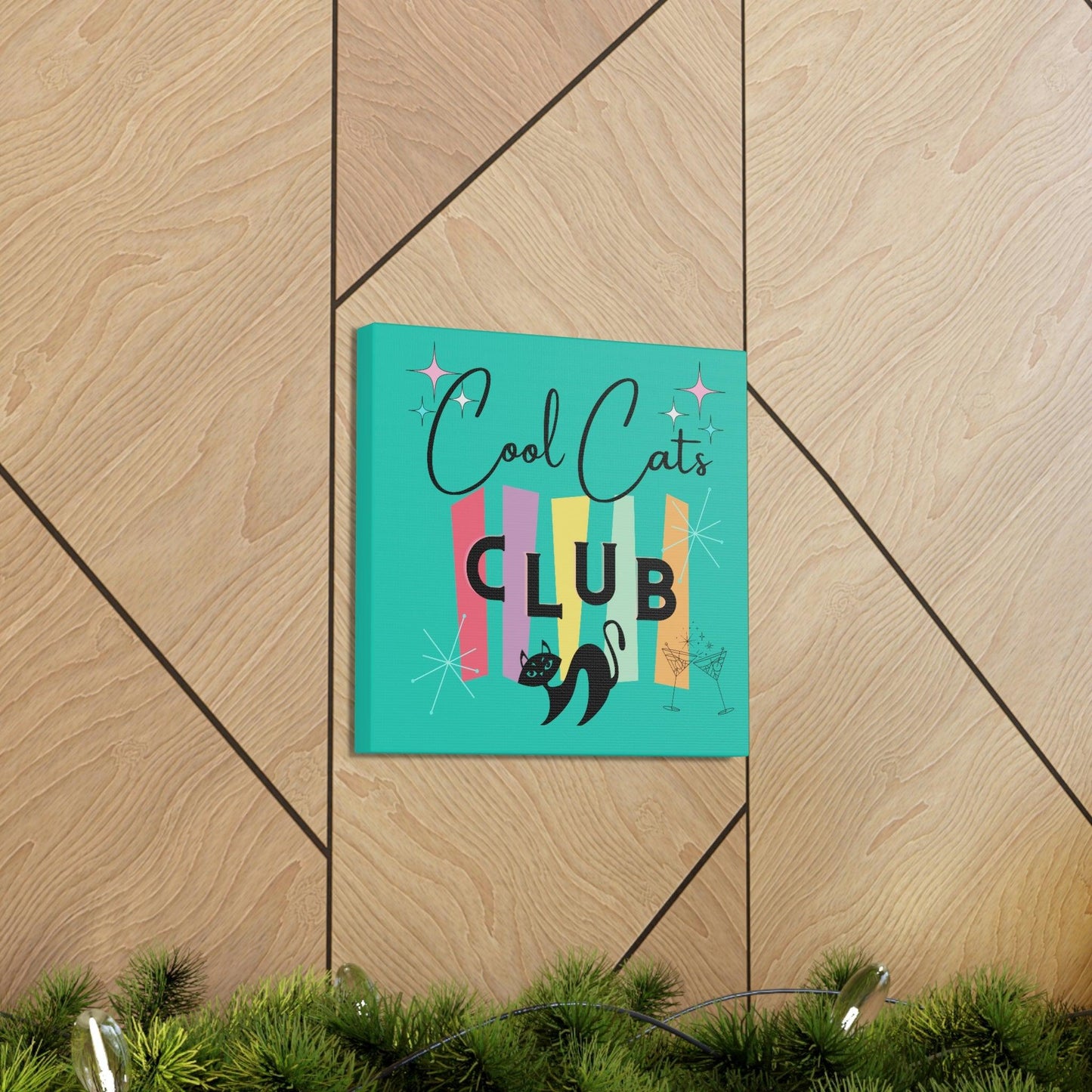 Retro MCM Atomic Cool Cat Starburst Colorful Canvas Gallery Wrap | lovevisionkarma.com