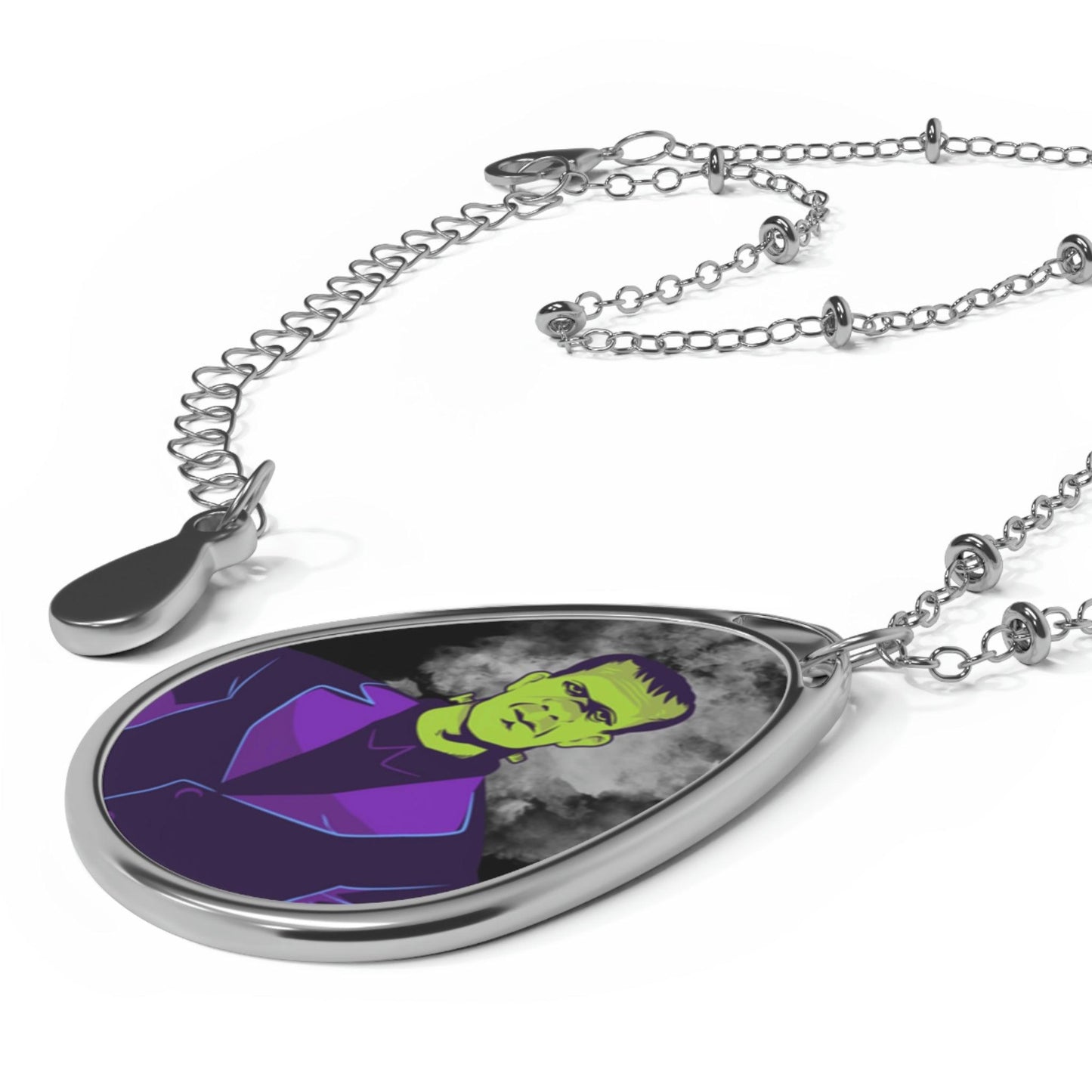 Valentine's Day Frankenstein Kitsch Monster Oval Pendant Necklace | lovevisionkarma.com