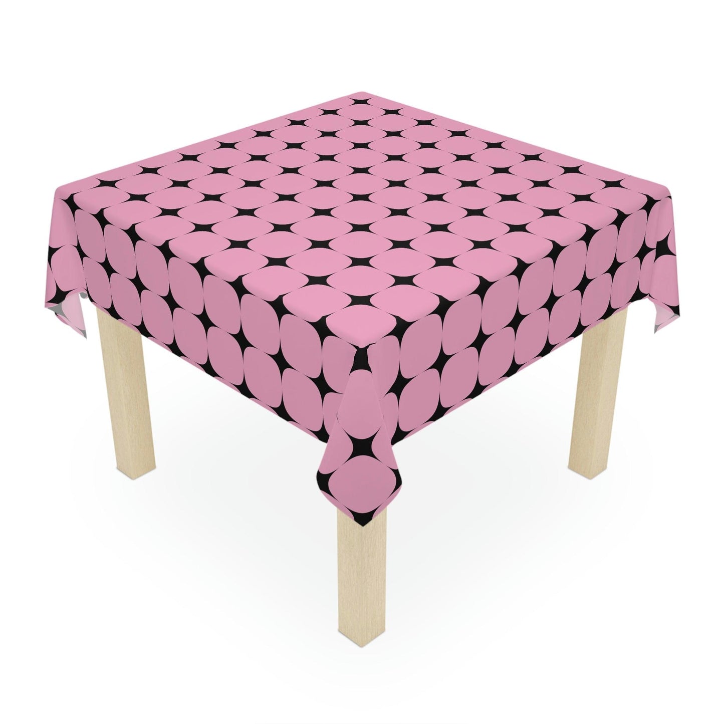 Retro 50s Atomic Starbursts Black and Pink MCM Tablecloth | lovevisionkarma.com