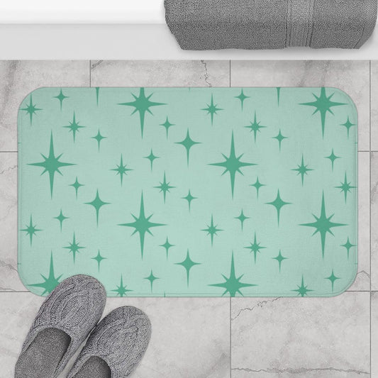 Retro 50's MCM Starburst Mint Green Bath Mat | lovevisionkarma.com