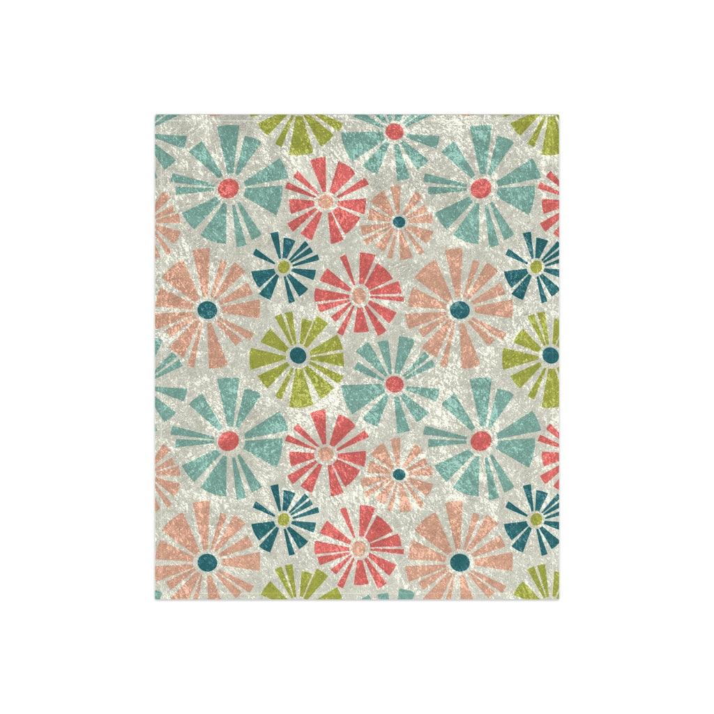 Mod Boho Flowers MCM Multicolor Crushed Velvet Blanket | lovevisionkarma.com