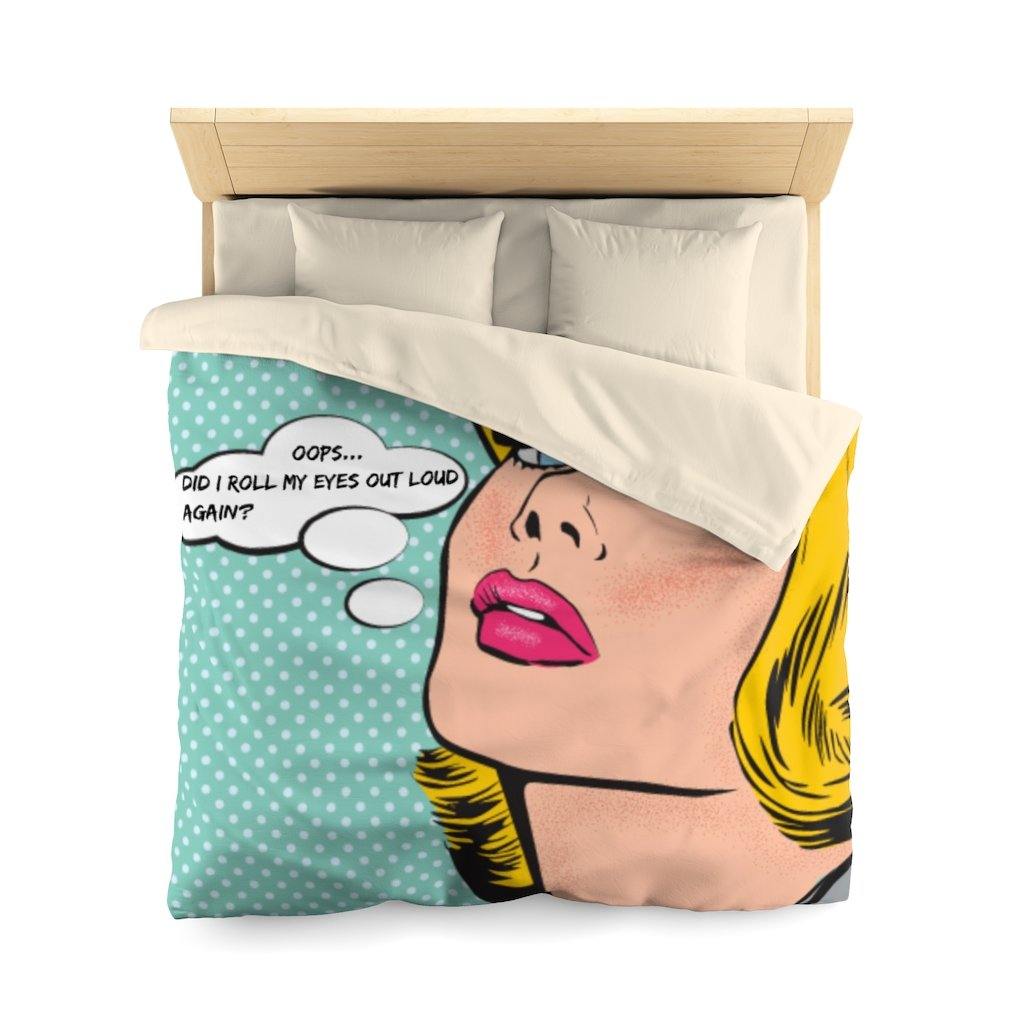 "Roll My Eyes Out Loud" Comic Pop Art Duvet Cover | lovevisionkarma.com