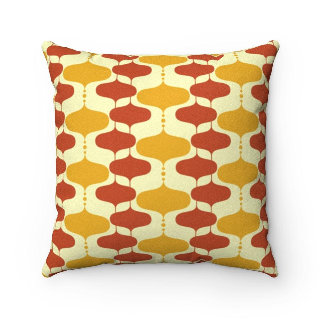 Vintage 60s Retro Onion Mid Century Mod Mustard & Brown Pillow | lovevisionkarma.com