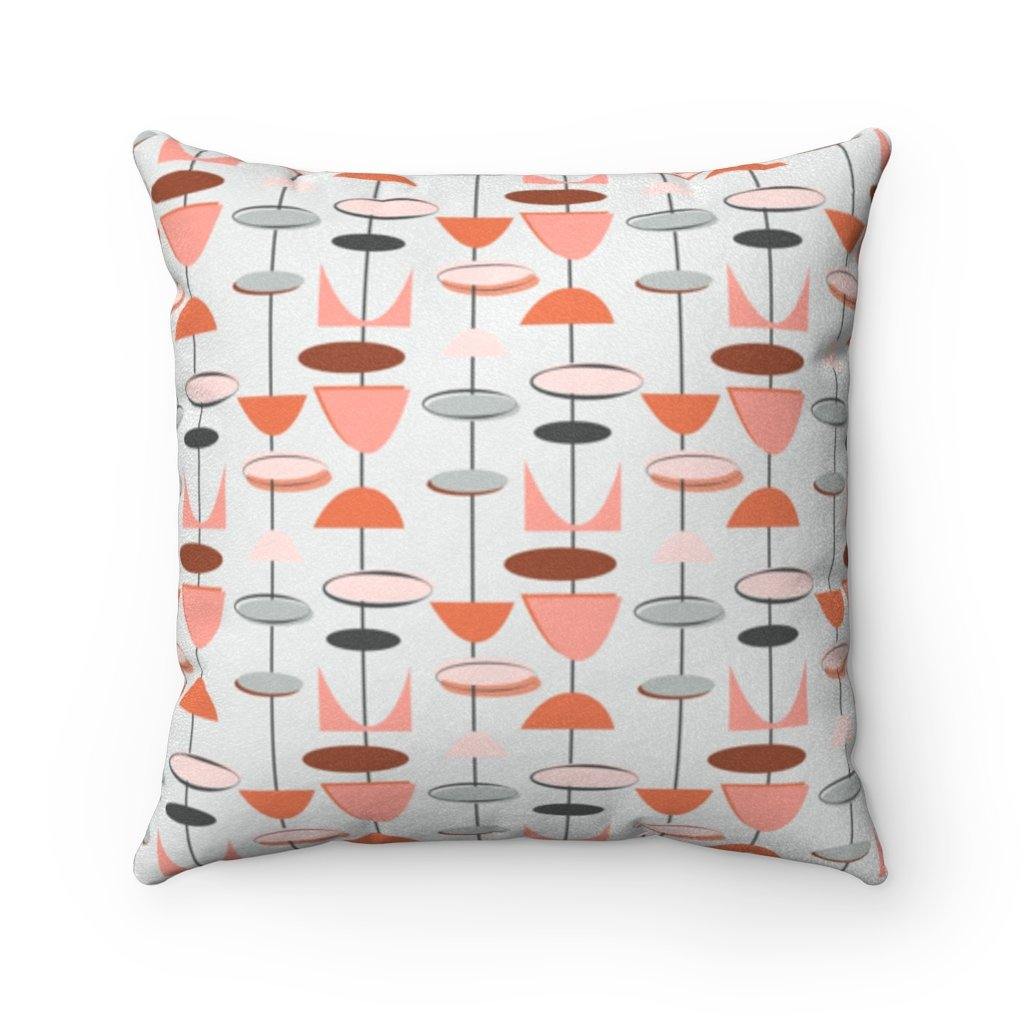 Retro Atomic Mid Century Mod Abstract Pink & Grey Pillow | lovevisionkarma.com