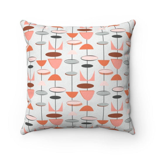 Retro Atomic Mid Century Mod Abstract Pink & Grey Pillow | lovevisionkarma.com