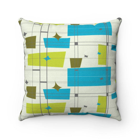Vintage Retro 50's Abstract Mid Century Blue & Green Pillow | lovevisionkarma.com