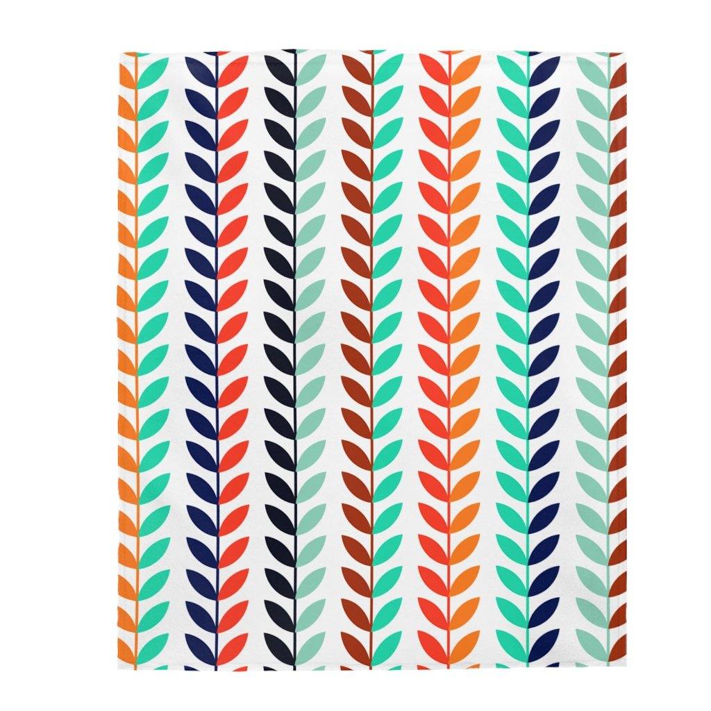 Retro Nordic Mid Century Flower Vines Velveteen Lightweight Blanket | lovevisionkarma.com