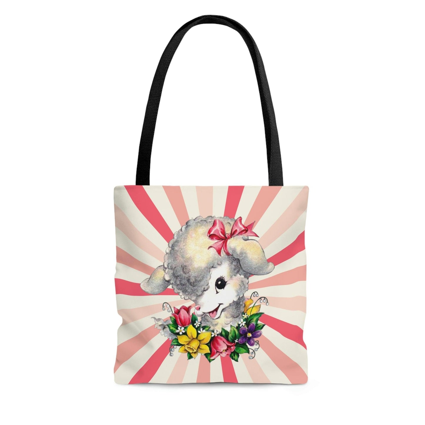 Vintage Kitsch Lamb Easter Retro MCM Colorful Tote Bag | lovevisionkarma.com