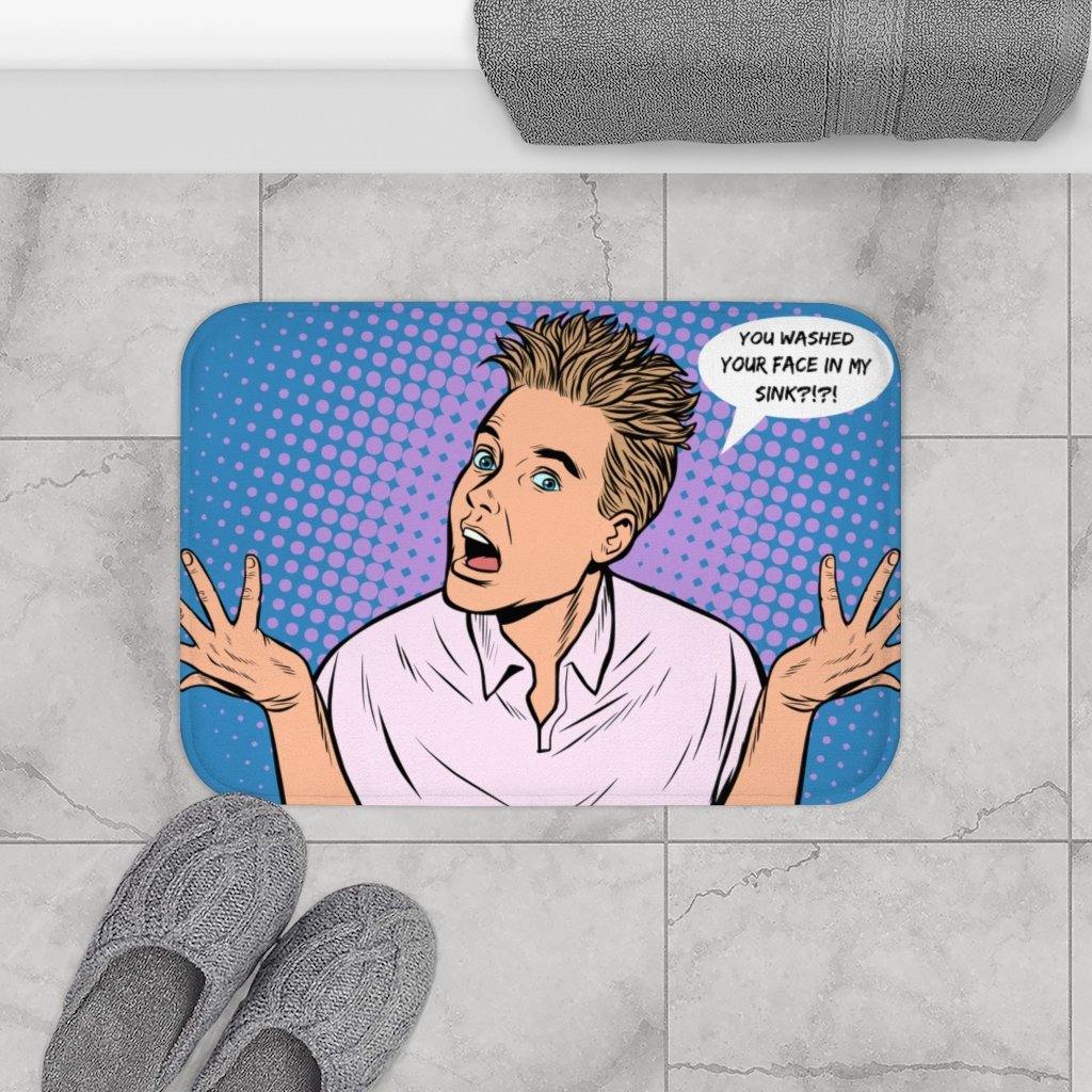 "Washed Your Face" Comic Pop Art Funny Bath Mat | lovevisionkarma.com