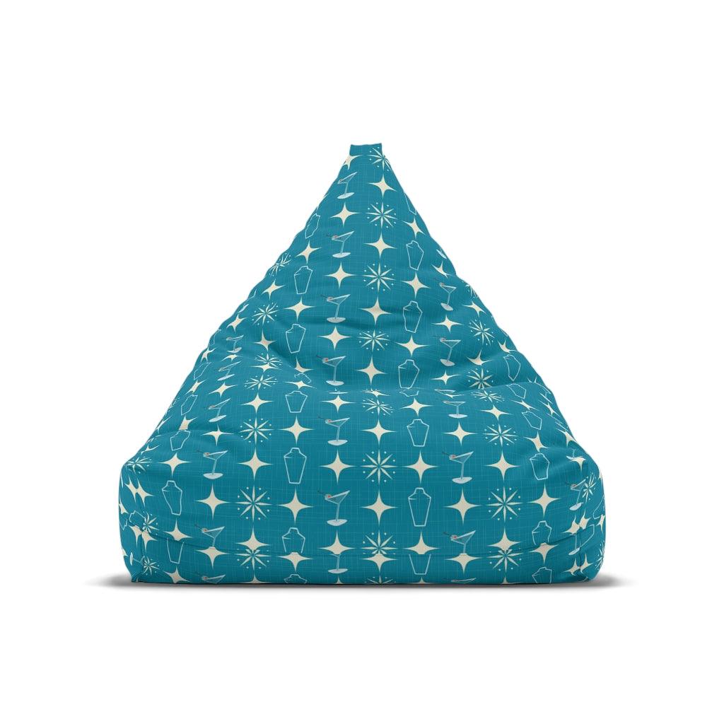 Retro Atomic Burst, Martinis & Shakers MCM Blue Bean Bag Chair COVER | lovevisionkarma.com
