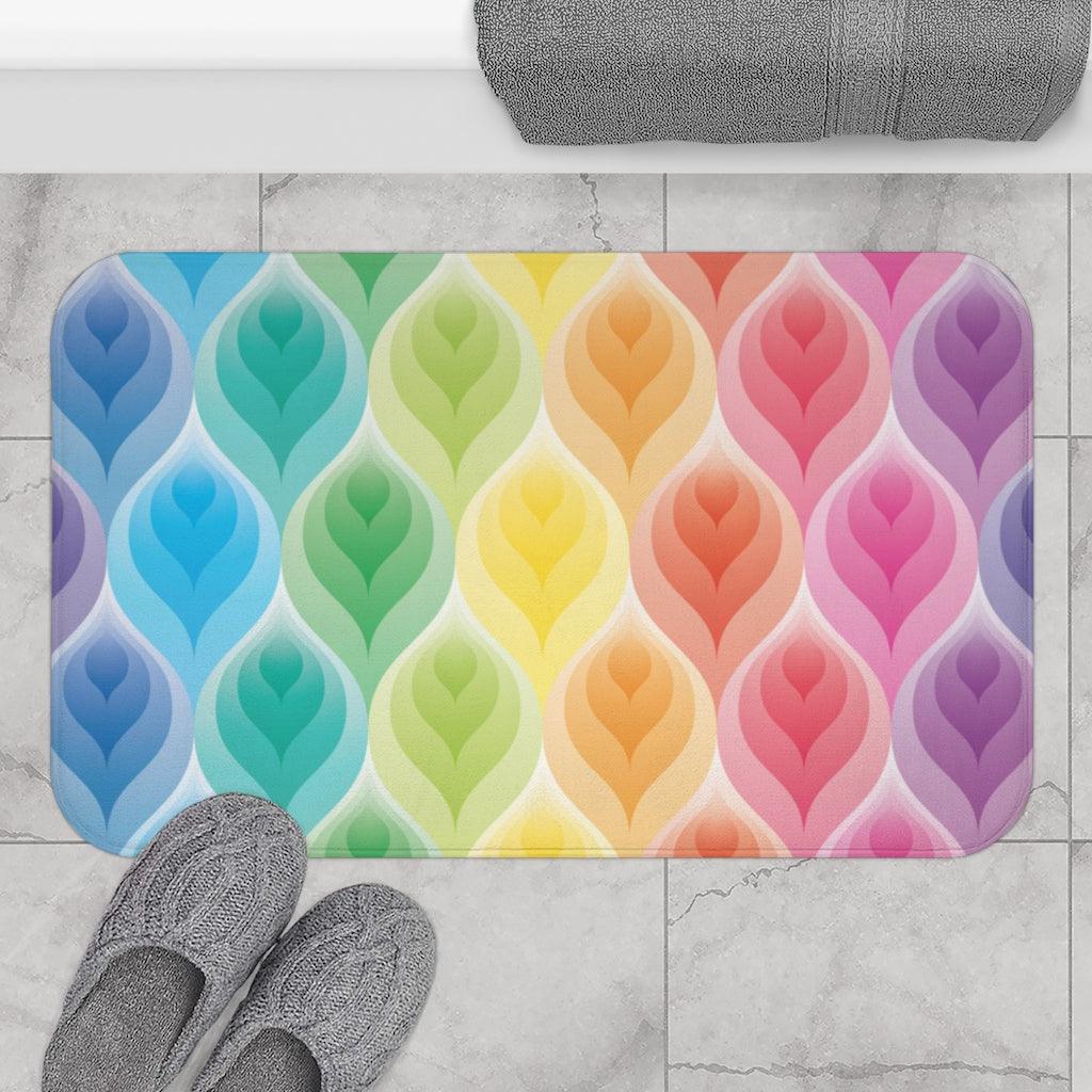 Rainbow Petals Whimsical Bath Mat | lovevisionkarma.com