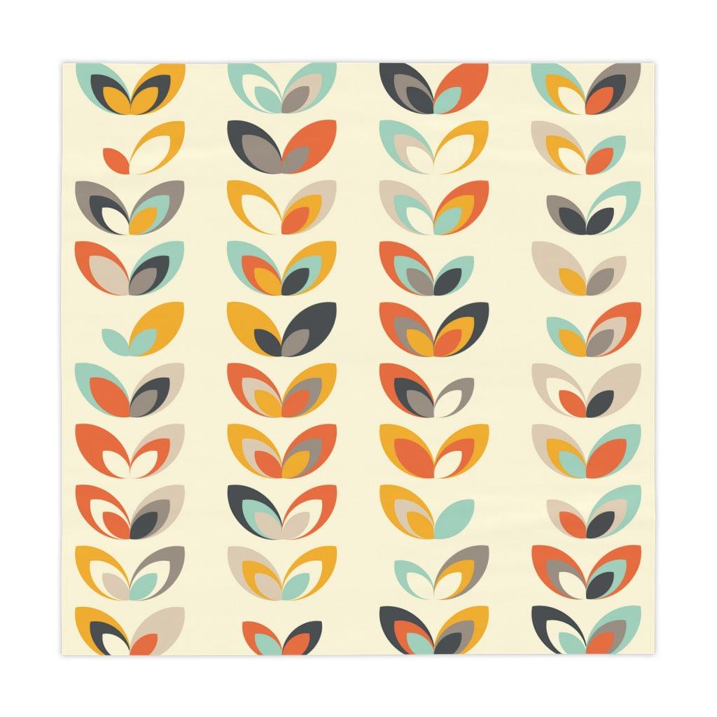 Danish Scandi Floral Leaves Cream MCM Tablecloth | lovevisionkarma.com