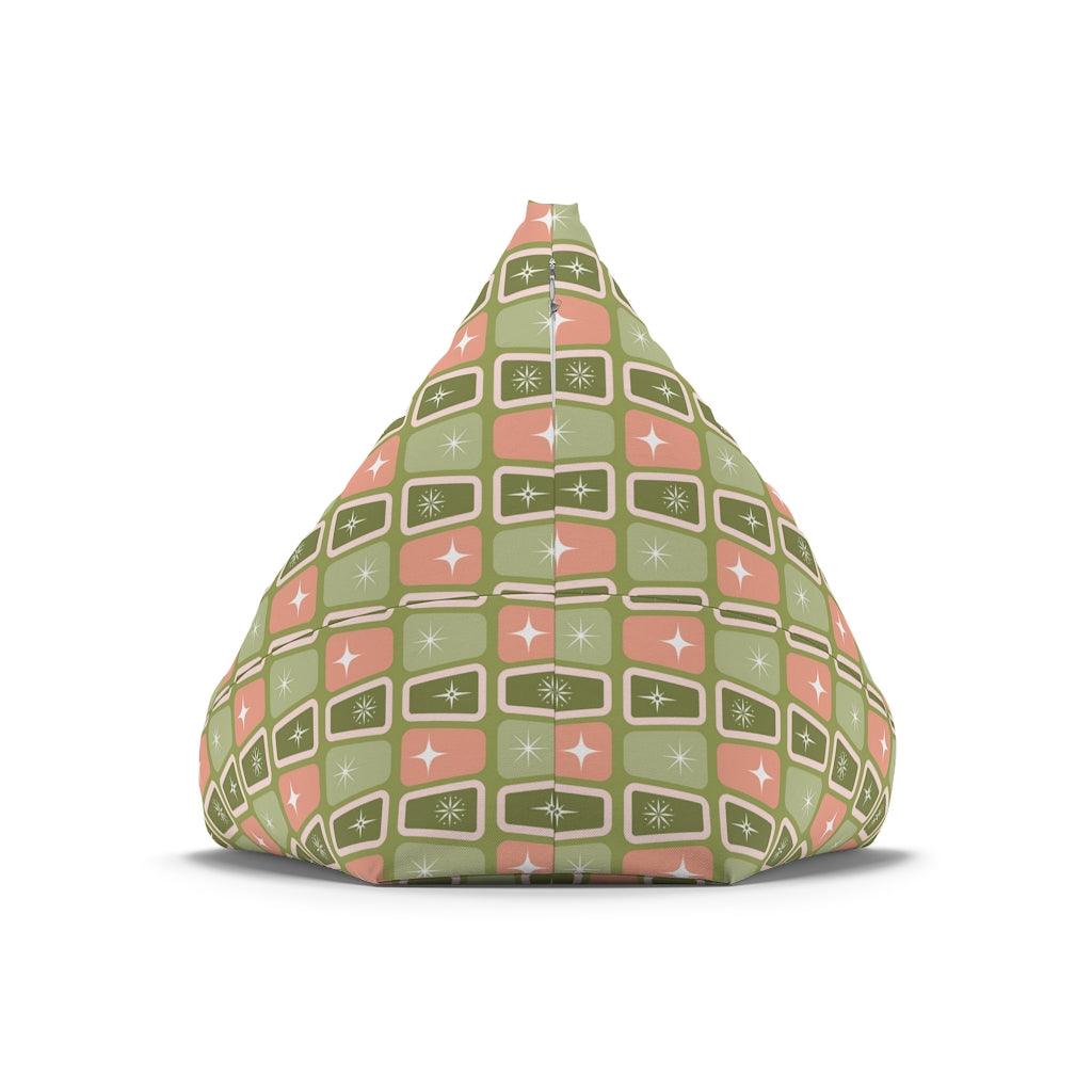 Mid Century Atomic Age Burst, Green & Pink Bean Bag Chair COVER | lovevisionkarma.com